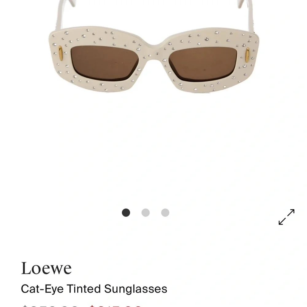 Loewe Cream Cat-Eye Sunglasses with Studs - Picture 1 of 6